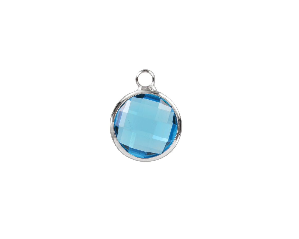 Capri Crystal Round Drop in Silver Finish Bezel 12.8x16.5mm
