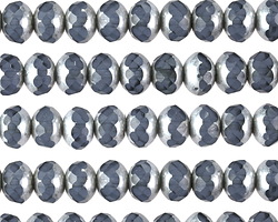 Czech Glass Matte Storm w/ Silver Fire Polished Rondelle 5x7mm