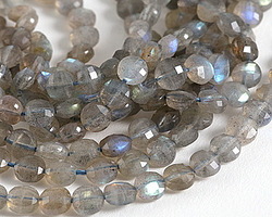 Labradorite (A) Faceted Puff Coin 6mm