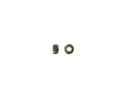 Antiqued Brass (plated) Small Twisted Rondelle 2x3.5mm
