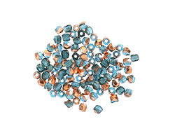 Czech Glass Capri Blue w/ Copper Fire Polished Round 2mm