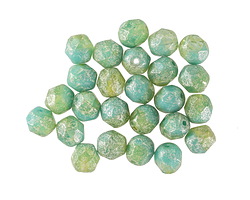 Czech Glass Mint & Jonquil w/ Mercury Finish Fire Polished Round 6mm