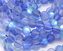Sapphire Blue Fused Glass AB (matte) Round 10mm