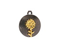 Chrysanthemum Two-Toned Gunmetal & Gold Finish Round Focal 17.5x20.5mm