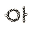 Antique Silver Finish Twisted Rope Toggle Clasp 20x17mm, 21mm Bar