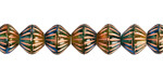 Czech Glass Bronzed Rainforest Lined Bicone 8x9mm