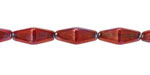 Czech Glass Ruby Red w/ Iris Wash Rhombus 14x7mm