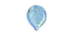 Czech Glass Aquamarine AB (on back) Leaf Drop 18x13mm