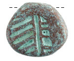 Mykonos Metalized Ceramic Copper Patina Fossil Pendant 42x37mm