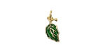 18k Gold (plated) Green Enamel Leaf Focal 7x12.5mm
