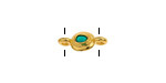 24K Gold (plated) Transparent Emerald Enamel Ornate Organic Oval Focal Link 15x7mm