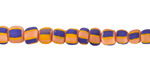 Java Glass Cobalt & Peach w/ Stripes Graduated Gooseberry Beads 3-6x4-6mm