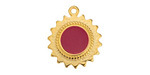 24K Gold (plated) Cranberry Enamel Sun Focal 18x21mm