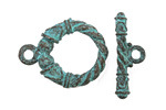 Mykonos Copper (plated) Patina Ornate Roped Toggle Clasp 28x21mm, 25mm Bar