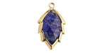 Lapis (Natural) Faceted Puff Leaf Focal w/ Gold Finish 14x22mm