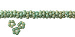 Czech Glass Textured Sea Green w/ Gold Wash Daisy Spacer 2x5mm