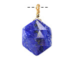 Lapis w/ Gold Finish Faceted Hexagon Wire Wrapped Pendant 20x25mm