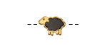 24K Gold (plated) Black Enamel Sheep Button 13x10mm