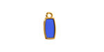 24K Gold (Plated) Transparent Cobalt Blue Resin Rectangle Focal 6x13mm