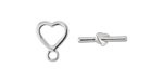 Silver (plated) Heart Toggle Clasp 10.5x13mm, 15mm Bar