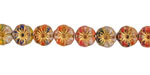 Czech Glass Tropical Mix (German Glass) w/ Gold Wash Hibiscus Coin 8mm