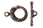 Mykonos Antique Copper (plated) Dragon Toggle Clasp 21x28mm, 32mm Bar