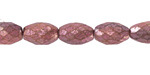 Czech Glass Etched Metallic Pink Faceted Rice 12x8mm