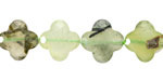 Prehnite (w/ Rutile) Faceted Quatrefoil 13mm