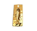 24K Gold (plated) Rectangle w/ Imprinted Fish Focal 14x31mm