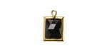 Black Obsidian w/ Gold Finish Faceted Rectangle Focal 10x15mm