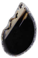 Black Line Agate Freeform Slice w/ Natural Edge Focal 33-46x60-90mm