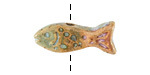Gaea Ceramic Aqua, Fern, Pink Pastel Rainbow 2 Fish Bead 10-11x27-28mm