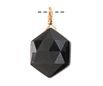 Black Obsidian w/ Gold Finish Faceted Hexagon Wire Wrapped Pendant 20x25mm