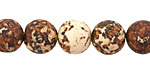 Tibetan (Dzi) Agate Matte Rust & White Molten Pattern Round 12mm