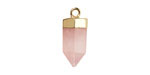 Rose Quartz (Natural) Point w/ Gold Finish 8x16mm