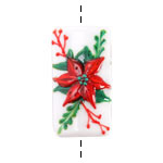Grace Lampwork Red Poinsettia Christmas Kalera Focal Bead 38x19mm