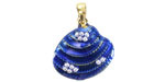 18k Gold (plated) Blue Enamel Clam Shell w/ Tiny Pearl Bubbles Focal 20x19.5mm