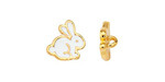 24K Gold (plated) White Enamel Bunny Button 11x11.5mm