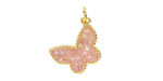 Mother of Pearl in Light Rose Enamel w/ Gold Finish Butterfly Pendant 13x16mm