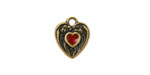 TierraCast Antique Brass (plated) Red Enamel Heart in Heart Shaped Focal 12.5x14mm