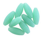 Czech Glass Matte Green Opal Elongated 4-Sided Rice 19x7mm