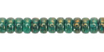 Czech Glass Emerald w/ Gold Luster Heishi 4x8mm