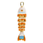 18k Gold (plated) White, Orange, & Aqua Enamel Articulated Fish Focal 10.5x46mm