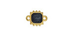 24K Gold (plated) Jet Pearl Enamel Square Sun Focal Link 19x10mm