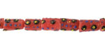 Java Glass Dark Pink w/Dots in Black/Blue/Yellow Tube 8-10x6mm