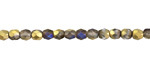 Czech Glass Matte Crystal w/ Blue Rainbow & Gold Fire Polished Round 4mm