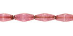 Czech Glass Raspberry w/ Gold Luster Rhombus 14x7mm