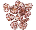 Czech Glass Crystal w/ Pink Luster & Copper Maple Leaf 11x13mm