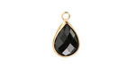 Jet Crystal Teardrop in Gold Finish Bezel 10.5x18mm