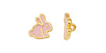 24K Gold (plated) Pink Enamel Bunny Button 11x11.5mm